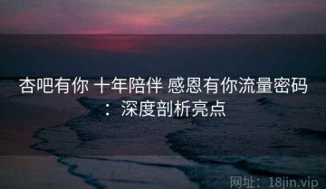 杏吧有你 十年陪伴 感恩有你流量密码：深度剖析亮点