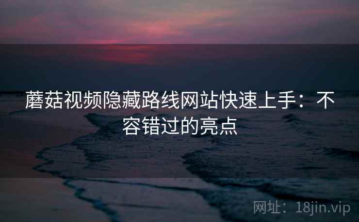 蘑菇视频隐藏路线网站快速上手：不容错过的亮点